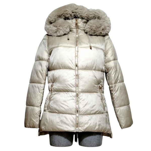 GIUBBINO DONNA CON CAPPUCCIO E PELLICCIA ECOLOGICA STACCABILE